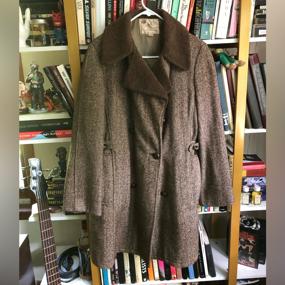 Vintage Tweed Herringbone Winter Coat